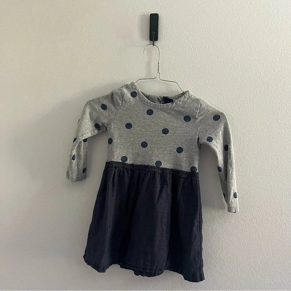babyGAP • Gray & Navy Blue Polka Dot Dress‎